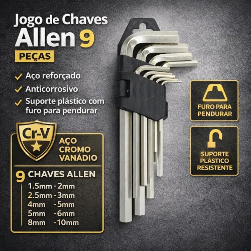 Jogo de Chaves Allen - 9 Peças pequena
