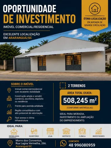 Oportunidade de Investimento Moradia Comércio no Morro dos Conventos