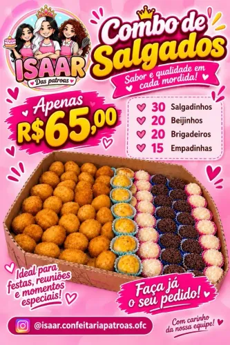 Combo de Salgados e Doces para Festas - Isaar Das Patroas - Apartir R$ 65,00