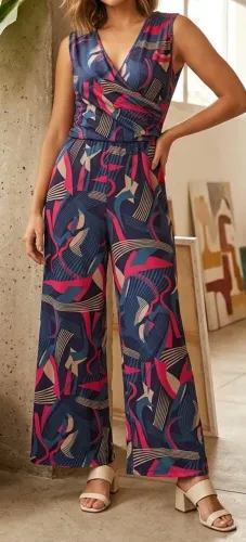 DESAPEGO RÁPIDO: Macacão Longo Pantalona Estampado (Lindo e Impecável!)