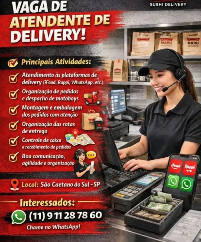 Atendente de delivery Japonês