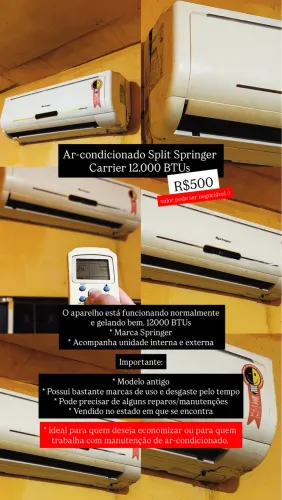 Ar-condicionado Split Springer 12.000 BTUs