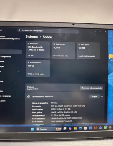 NOTEBOOK INSPIRON 15/ 16GB RAM