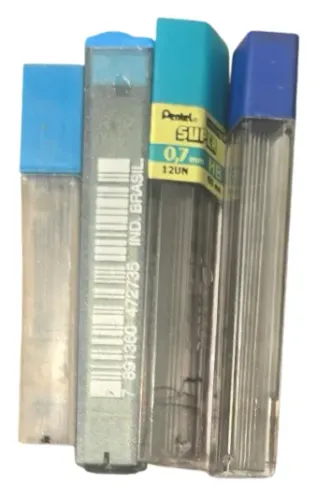 Lote c/ tubos de grafites 0,5 e 0,7 mm (Faber-Castell, Pentel, CIS) HB/2B (uso escolar)