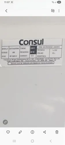 Microondas  Consul 25 litros. Funciona tudo, mas não  esquenta.