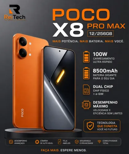 POCO X8 Pro Max 12/256GB Orange Original Lacrado 5G - Pronta Entrega
