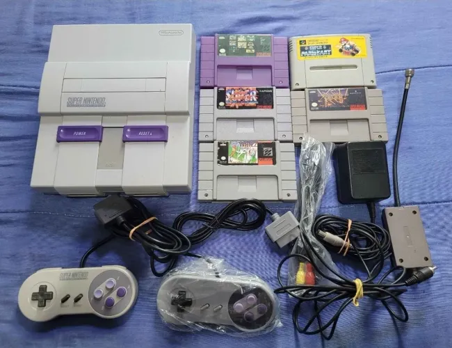 Super Nintendo completo em ótimo estado
