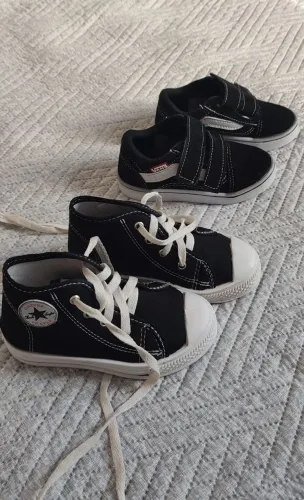 Kit 2 Tênis Infantis Pretos (Estilo Vans e All Star) Tam 22 e 24
