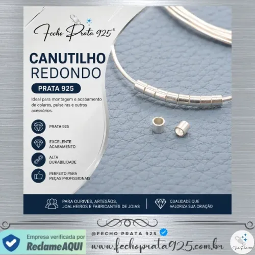 Canutilho e Entremeio Prata 925 para Montagem de Joias e Artesanato