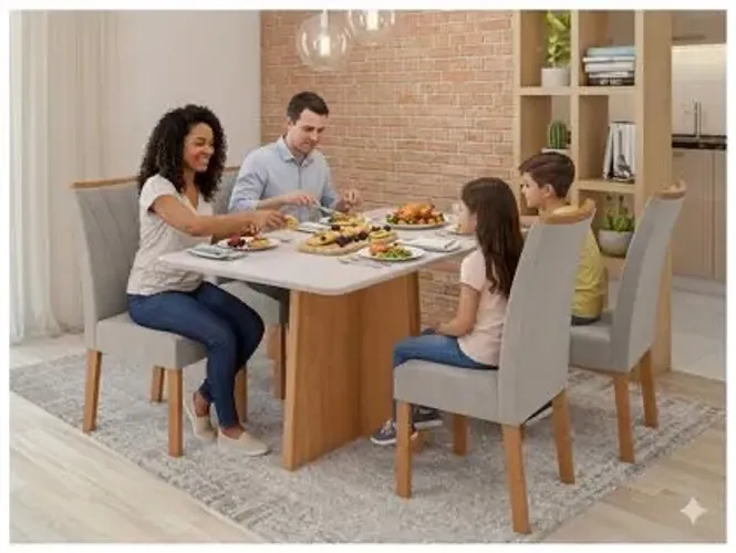 Mesa de Jantar 1.80 4 Cadeiras Retangular Frassino  / pronta entrega 