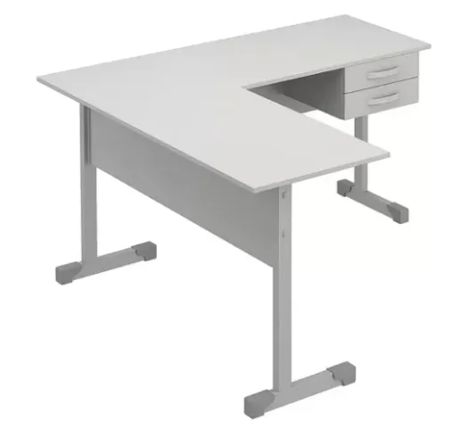 Mesa Estação de Trabalho em L com 02 gavetas