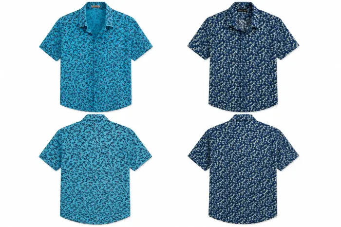 Camisa Masculina Manga Curta Estampa Floral / Folhas