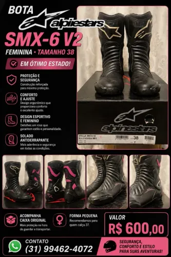 Bota Alpinestars SMX-6 V2 feminina nr 38 forma pequena