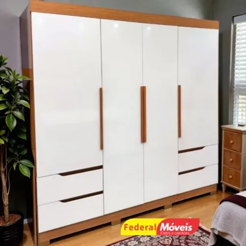 Guarda Roupa 4 portas 4 gavetas OFF WHITE SUPER OFERTA