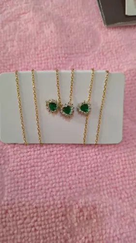 Colar e Brinco semi joias Jade