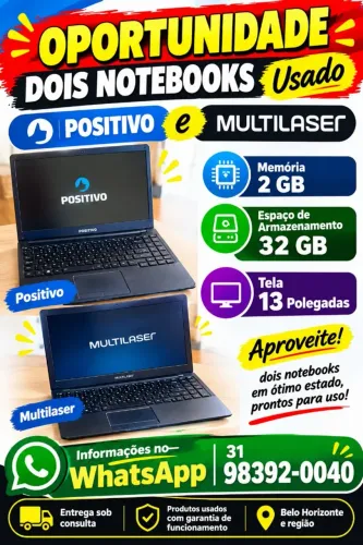 Notebook dois em promoção memoria 2gb casa loja informática computador escritório