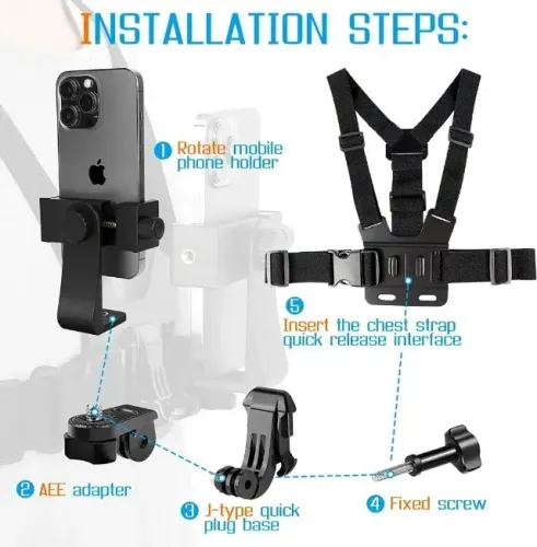 Suporte Peitoral (Chest Band) para Celular e Câmera de Ação/GoPro 