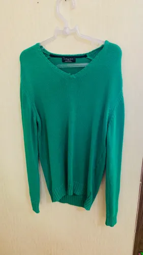Blusa Zara Man Tricô Verde Gola V Masculina 