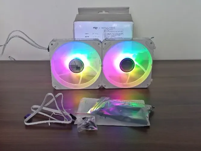 Fans Aigo L12 120mm PWM ARGB Conexão Invisível Brancas 2 Peças NOVAS