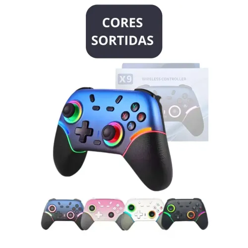 Controle Gamer Sem Fio X9 Bluetooth para PC, Steam e Switch - Cores Sortidas