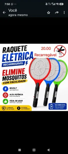 Raquete eletrônica recarregável mata Mosquito