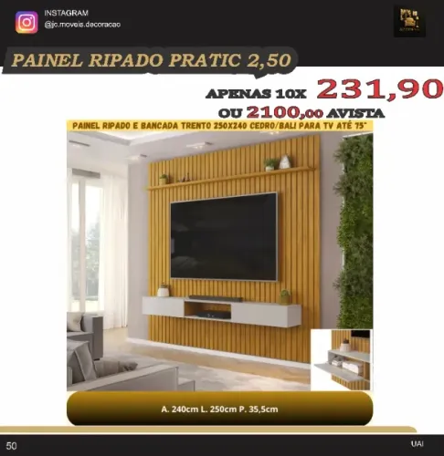 PAINEL RIPADO  2,50M PRATIC MDF