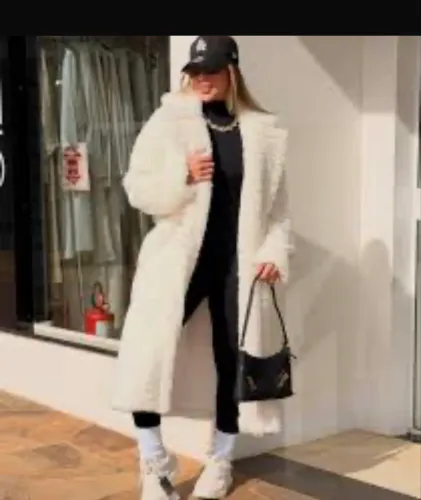 Casaco Alongado de Pelos Lança Perfume Off White - Novo Com Etiqueta