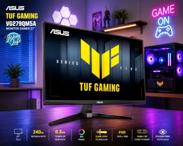 Monitor Gamer ASUS TUF 27" Full HD 240Hz 0.3ms Fast IPS G-Sync Compatible FreeSync Premium