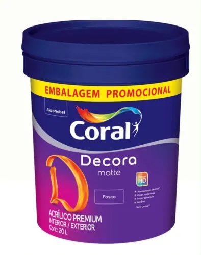 Tinta Acrílica Decora Branco Fosco Coral 20L