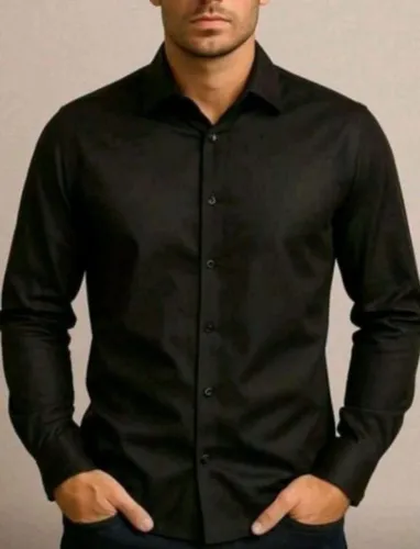 Camisa social preta masculina