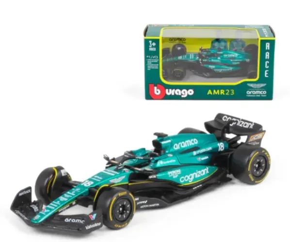 Miniatura F1 Burago (1:43) - Aramco Aston Martin F1 Team - AMR23 - #14 Fernando Alonso
