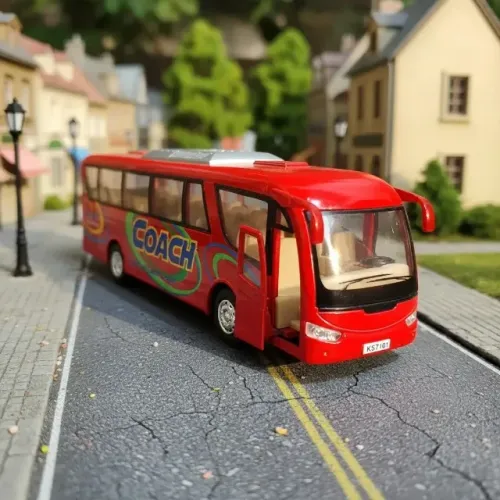 Ônibus Kinsfun Coach Vermelho Miniatura Metal Colecionável