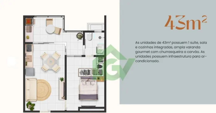 Apartamento com 1 dormitório à venda, 43 m² a partir de R$ 258.641 - Massaguaçu - Caraguat