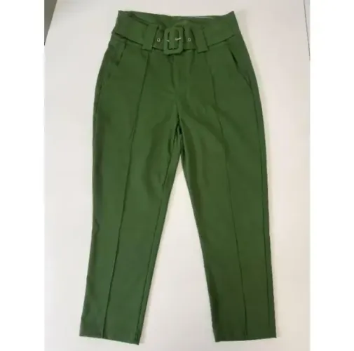 Calça Feminina Verde Alfaiataria Cintura Alta Tam 44 (Formato menor - Veste 40/42)