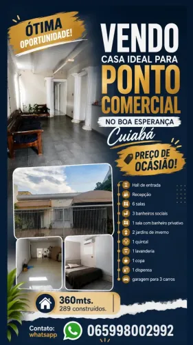 Vendo casa excelente ponto comercial Boa Esperança Cuiabá