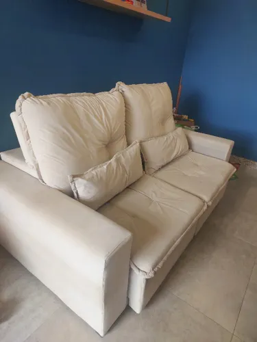 Sofá-Cama 3 Lugares Retrátil em Suede