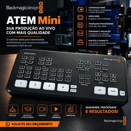 ATEM Mini Blackmagic Design - Switcher para Transmissões