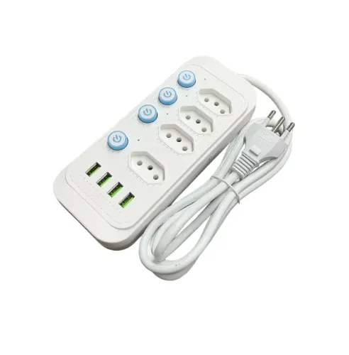Extensão 4 Tomadas e 4 Usb Botão Liga/Desliga com LED