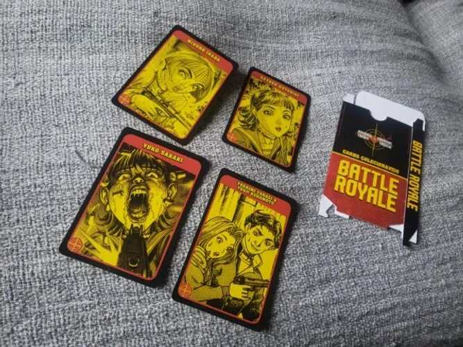 4 Cards do Mangá e deck box Battle Royale vol. 5 Pipoca e Naquim card colecionáveis hq