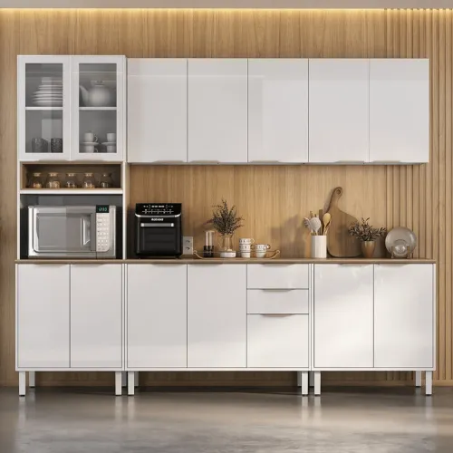 Armário Cozinha em Aço Itatiaia 2,70m Design Moderno t876