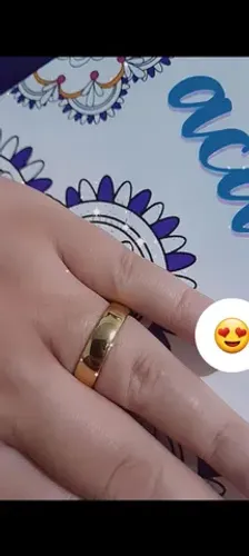 Aliança o Par grossa e dourada Aço inoxidável 6mm