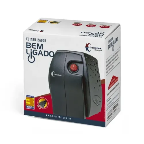 Estabilizador ES300VA Mono 115V Bem ligado Coletek Energia Loja Coimbra Computadores Entre