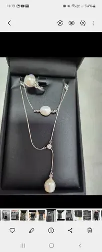 Conjunto 3 pecas prata e perola vivara