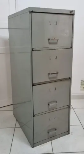 Armário Arquivo De Metal Cinza Oficio Com 4 Gavetas