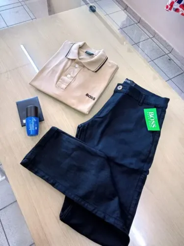 calça masculina preta sarja bolso faca | tamanho 40