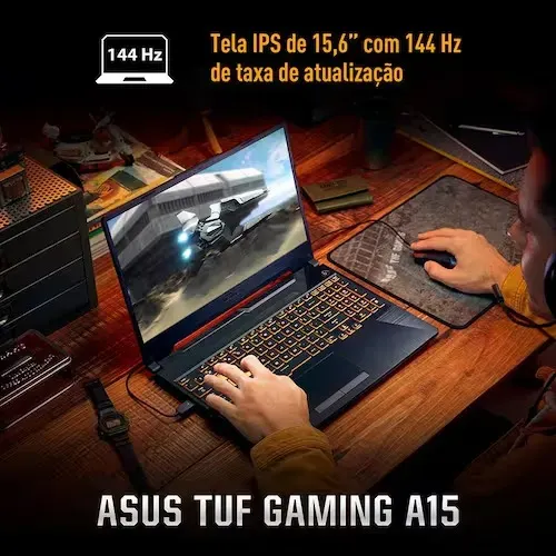 Notebook Gamer 15,6? ASUS TUF A15 144Hz Ryzen 7 KeepOS 16GB RAM 512GB SSD Preto
