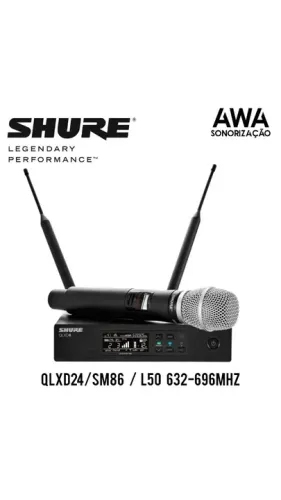 Microfone Sem Fio Original Shure QLXD24/SM86 - Frequência Homologada Anatel L50 632-696MHz