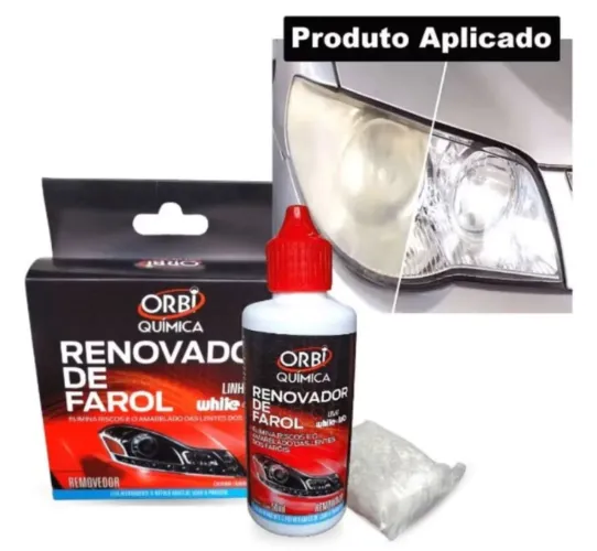 Renovador Revitalizador de Farol de carro moto Tira Amarelado e Riscos + Estopa 50 mls