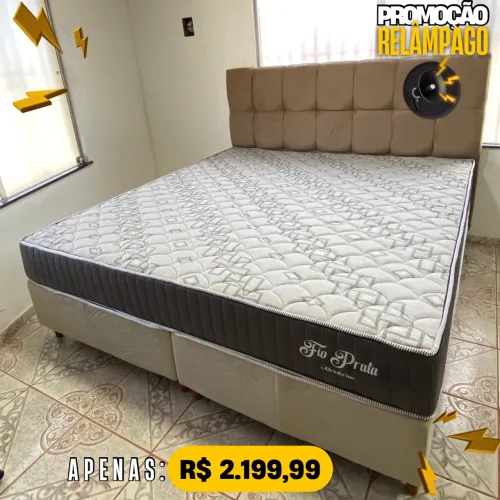 Cama Box Super King Fio Prata - Promoção Relâmpago!
