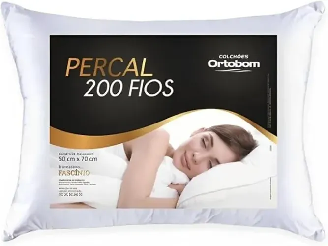 Travesseiro Percal 200 Fios Silicone Extra Macio Ortobom - Entrega Grátis para Fortaleza